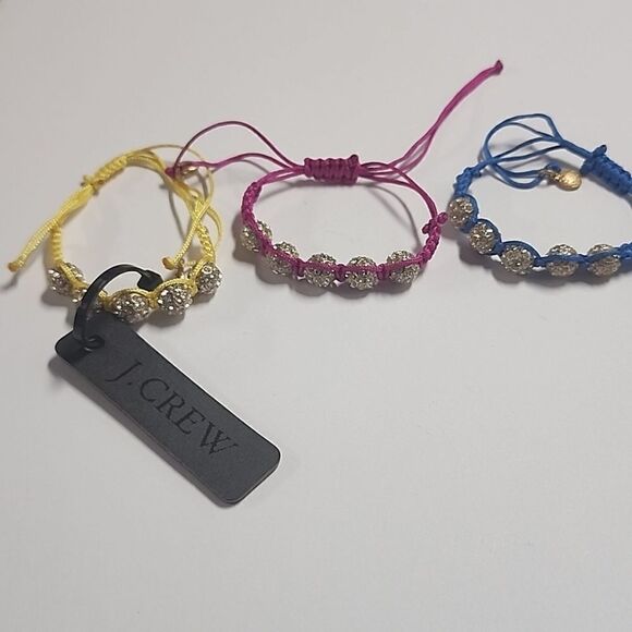 J Crew Bracelets Adjustable Rhinestone Yellow Pink Blue Womens Jewelry - Picture 1 of 4